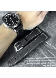 20/21/22mm High Quality Calfskin Leather Nylon Watch Strap Fit For IWC Pilot SPITFIRE MARK18 PORTOFINO Best Gun IW3777 Watchband