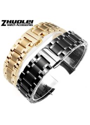 Curved End Stainless Steel Watchband Bracelet Watch Straps 16mm 17mm 18mm 19mm 20mm 21mm 22mm 23mm 24mm Steel Banding Bracelet