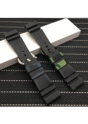 24mm 26mm Camouflage Colorful Silicone Rubber Watch Band Replacement for Panerai Strap Watch Band Waterproof Watchband Free Tools