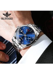 OUPINKE Top Brand Mechanical Wristwatch Luxury Sapphire Glass Automatic Watch Stainless Steel Waterproof 50M Fashion Men Watches