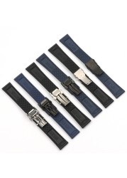 Top quality black dark blue soft silicone rubber watch band for navitimer/avenger/breitling strap 22mm 24mm logos bracelet on