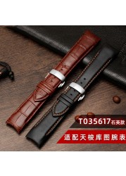 Genuine Calfskin Watchband Watch Band Strap For Tissot Couturier T035 T035617 627 T035439 Watch Band 22/23/24mm Brush Buckle