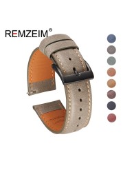 Calf leather watch strap 20mm 22mm quick release watchband for women men watch accessories solid buckle blue red green