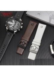 Genuine Leather Watchband Bracelet 22 24 26 28 30mm Watch Strap with Rivet for Diesel DZ7406 DZT2009 DZ7413 DZ7257 Watch Band