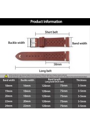 Retro Genuine Leather Watchband 18mm 20mm 22mm 24mm Calfskin Watch Straps Breathable Breathable Handmade Stitching For Men