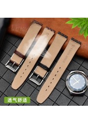 Genuine Leather Watch Band For Swatch Gb274 Gn239 Gb294 Gb287 Men's And Women's 17mm Watch Strap