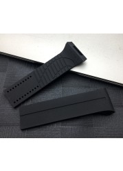 Soft Watchband Watches Silicone Rubber Black Band 28mm Fit For Porsche Strap Design World Timer For P6750 Free Tools