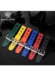 Steeldave Brand Rubber Strap 20mm 22mm Replacement Watch Bands Automatic Watch Bracelets Steel Buckle Diving Watches Strap