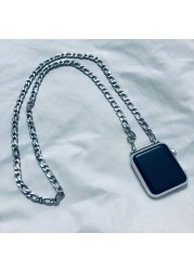 Metal Pendant Necklace for Apple Watch 45mm 44mm 42mm 38mm 41mm Replacement Strap Compatible for iWatch Series 7 6 5 4 3 2 1 SE