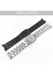 Curved Ends 18mm 20mm 22mm Solid Stainless Steel Watch Band Link Bracelet Wrist Watchband Men Replacement Watch Strap with Pins