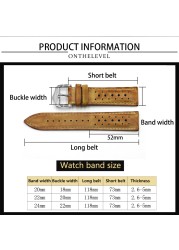 Onthelevel 18mm 20mm 22mm 24mm Genuine Leather Watch Strap Bands Black Blue Brown Multicolor High Quality Men's Watch Band