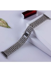 Metal Watch Bracelet for iwatch 4 5 6 SE 7 Band 44mm 40mm 41mm 45mm Replacement Diamond Strap for Apple Watch Series 3 38mm 42mm