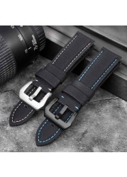 Nylon Fabric Leather Watchband For Panerai PAM01661 | 441 Marina Watch Strap Black Blue 22mm 24mm 26mm Strap Accessories Bracelets