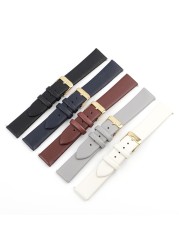 Genuine Leather Women Watchband 12mm 14mm 16mm 18mm 20mm Quick Release Cowhide Strap Watch Band Belts Replacement Gold Buckle