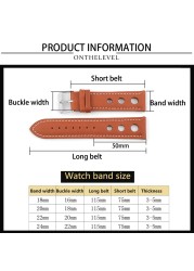 Onthelevel Leather Watchband 18mm 20mm 22mm 24mm Black Brown Coffee Racing Strap Handmade Stitching Quick Release Watch Strap