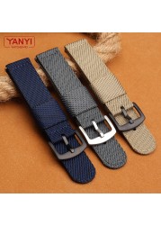 Senior Nylon Watchband 18mm 19mm 20mm 21 22mm 23mm 24mm Dark Blue Watch Strap Quick Release Bar Waterproof Bracelet Wrist Band