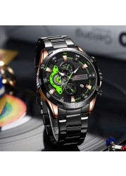 CURREN Men Fashion Waterproof Sport Quartz Chronograph Wristwatch Luxury Stainless Steel Watch With Luminous Relogio Masculino