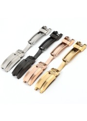 9mm Stainless Steel Folding Glide Buckle Lock Fit For Rolex Submariners Oysterflex Daytona GMT Watch Band Strap Deploying Clasp