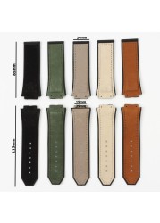 29*19mm Crazy Horse Leather Nature Rubber Silicone Watchband Watch Band Strap for Hublot Strap 30mm King Power Chain Charging Tools