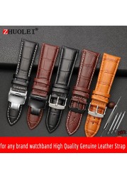 Watch Strap 23mm 24mm 26mm 28mm Big Width Black Brown Mens Crocodile Genuine Leather Watch Strap Band Bracelets Free Shipping