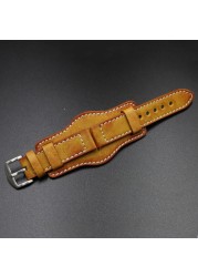 Onthelevel 20mm 22mm Watchband Leather Watch Strap Dark Green Leather Wristband Free Remove Tool Watch Accessories #D