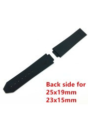 Luxury Convex Silicone Rubber Watchband 23x15mm 21x15mm 25x19mm 25x17mm For Hublot Strap Watch Band Wrist Strap Bracelet Logo On