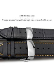 22mm 23mm 24mm Curved End Genuine Leather Watchband Fit For Tissot T035617 Cowhide Watch Strap Butterfly Clasp Bracelets Men