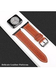 Top Quality Leather Band for Apple Watch 45mm 41mm 44mm 40mm 42mm 38mm Series 7 6 SE 5 4 3 Bracelet iWatch Accessories Strap