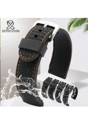 Men's and Women's Silicone Watch Straps, Water Resistant, Flat, Handmade, Rubber, Pin Buckle, Fashion, Comfortable, 18, 20, 22, 24mm