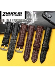 For any wristband luxury genuine crocodile leather watchband 18mm 19mm 20mm 21mm 22mm black brown straps