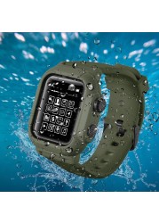 Case + Strap for Apple Watch 6 5 4 SE 44mm Sport Silicone Strap IP68 Waterproof Anti-drop Protective Cover for iwatch 3 2 1 42mm