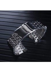 22 24mm high quality stainless steel silver polished watchband for breitling navitimer wristband deployment clasp logo on