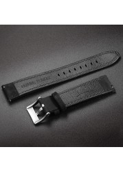 Hemsut Genuine Leather Watch Strap Bracelet Quick Release Black Calf Replacement Watch Strap for Women Men 18 20mm 22mm