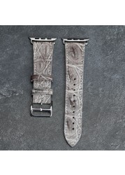 Handmade Himalayan White Crocodile Leather Watchband 44mm 42mm 40mm Suitable for Iwatch Leather Strap Soft