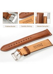 HEMSUT Genuine Leather Watch Strap for Man Women Quick Release Handmade Vintage Cowhide Watch Strap 18mm 20mm 22mm 24mm