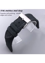 22mm Top Quality Nylon Watch Band Watchband Black Gray For Breitling Strap For Bentley World Avenger/Bentley Strap