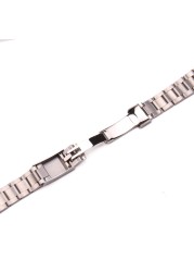 20mm 316L Stainless Steel Watches Bracelet Silver Brushed Metal Curved End Replacement Link Deployment Clasp Watch Strap