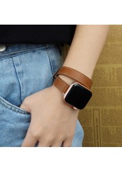 Attelage Double Round For Apple Watch Band 40mm 44mm 42mm 38mm Genuine Leather Watchband Bracelet iWatch Series 3 4 5 6 SE Strap