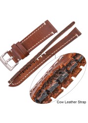 Genuine Leather Watchbands 18mm 20mm 22mm 24mm Black Dark Brown Women Men Cowhide Watch Band Strap Strap With Buckle