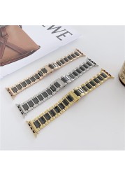 Ceramic strap for apple watch band 44mm 40mm 45mm 41mm 42mm luxury stainless steel business bracelet iwatch series se 5 4 3 6 7