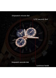 Kunhuang Business Men's Watch Wooden Stopwatch Date Display Chronograph Quartz Wrist Watches relogio masculino