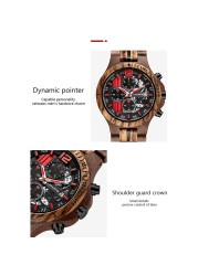 Kunhuang Handmade Wooden Watch Men Water Military Watches Chronograph Quartz Watches relogio masculino men gifts