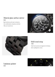 Kunhuang Wooden Men Watches Relogio Masculino Luxury Brand Stylish Chronograph Military Watch Great Gift for Man OEM