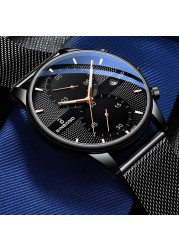 2022 New Fashion Mens Watches Luxury Brand Quartz Watch Men Mesh Steel Waterproof Ultra-thin Wristwatch for Men Sport Clock