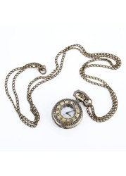 2022 Fashion Vintage Alloy Pocket Watch Roman Numeral Dual Time Display Watch Necklace Chain Watches Holiday Gifts TY66