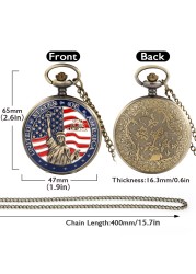 Fashion Bronze Pocket Watch Men Dripping Glue Series American Statue of Liberty Design Luxury Quartz Watches Father's Day Gift