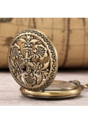 2022 New Arrivals Vintage Bronze Hollow Style Men's Quartz Pocket Watch Unique Commemorative Movement Man Watches Gift for Husband