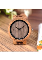 BOBOBIRD ZEBRA Wooden Watches Leather Band Watches For Men Casual Fashion Handmade Quartz Wristwatches Custom Logo Wooden Box