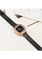 Fashion Women Simple Wristwatch Rhinestone Dial Decoration Quartz Movement Watches for Women Holiday Gifts Stainless Steel Wristwatch