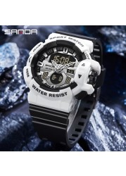 SANDA Top Brand Sports Watches Men Waterproof Military Quartz Watch for Man Wristwatch Chrono Digital Watch Alarm Clock